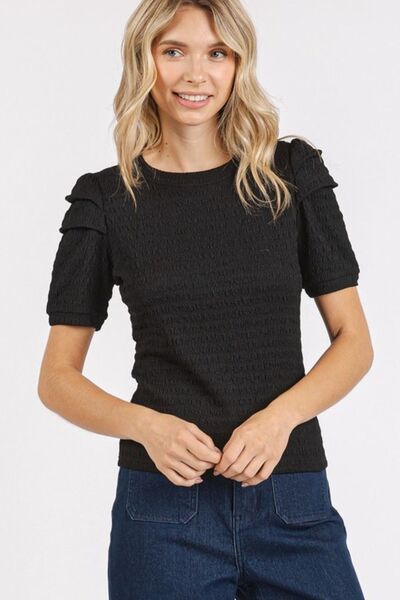 Mittoshop - Black Short Sleeve Blouse