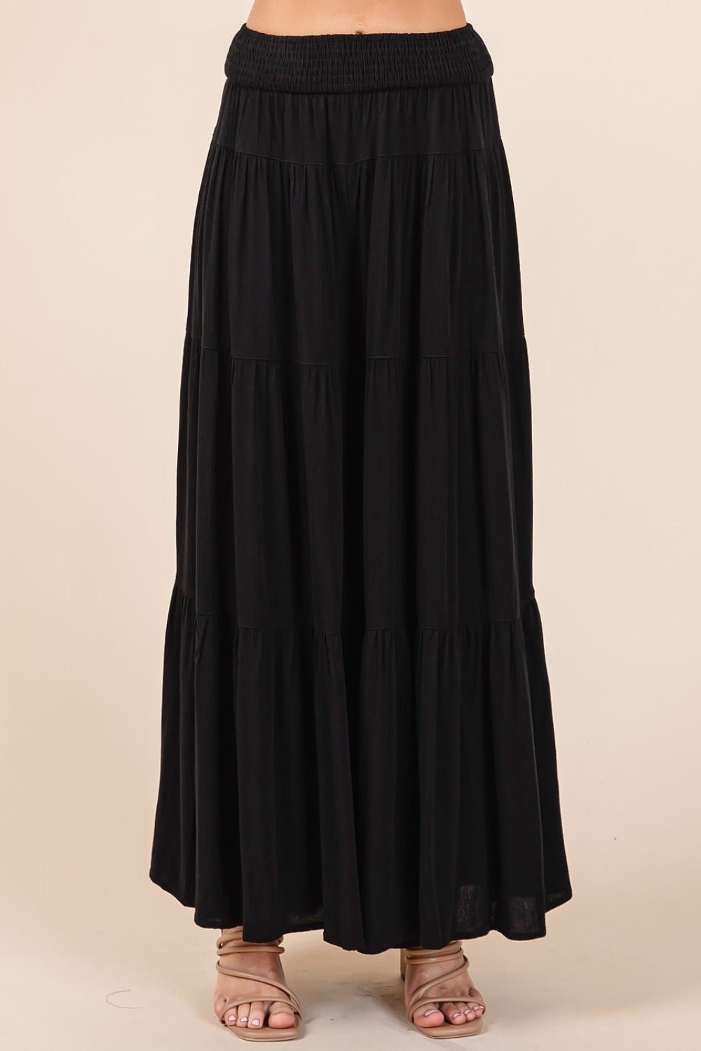 Mittoshop - Black Smocked Waist Wide Leg Pants