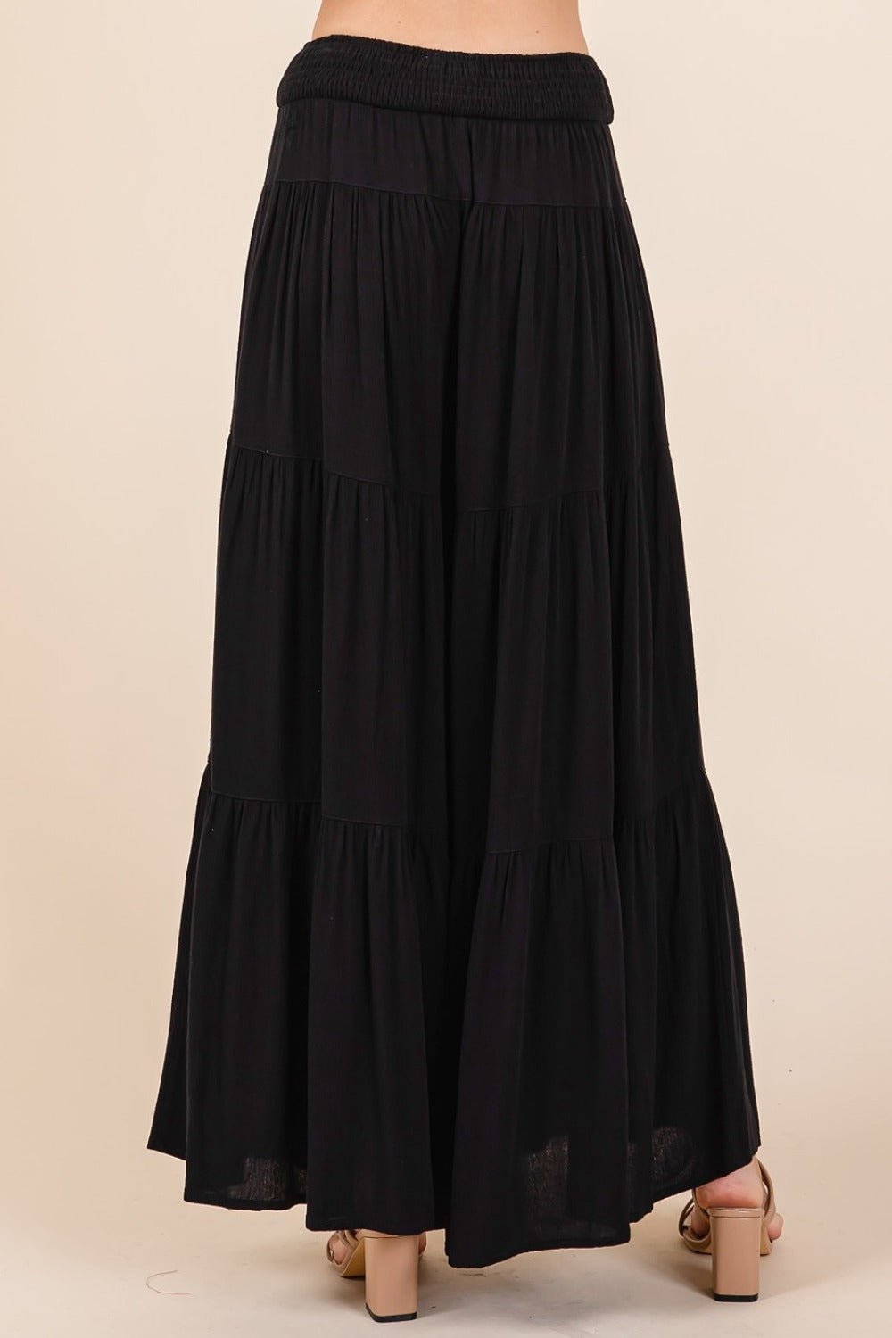 Mittoshop - Black Smocked Waist Wide Leg Pants