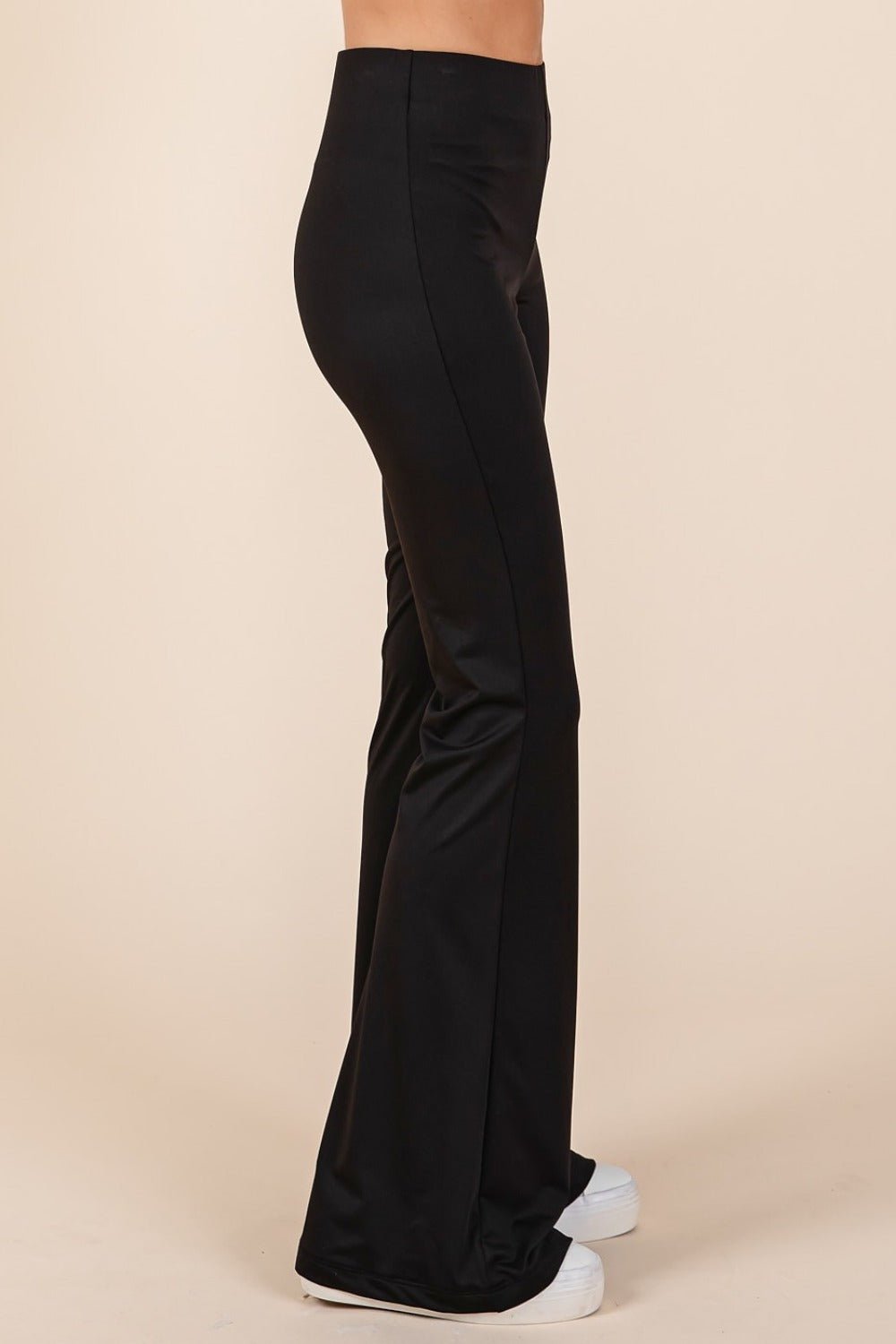 Mittoshop - Black Stretchy Soft Elastic Waist Flare Pants