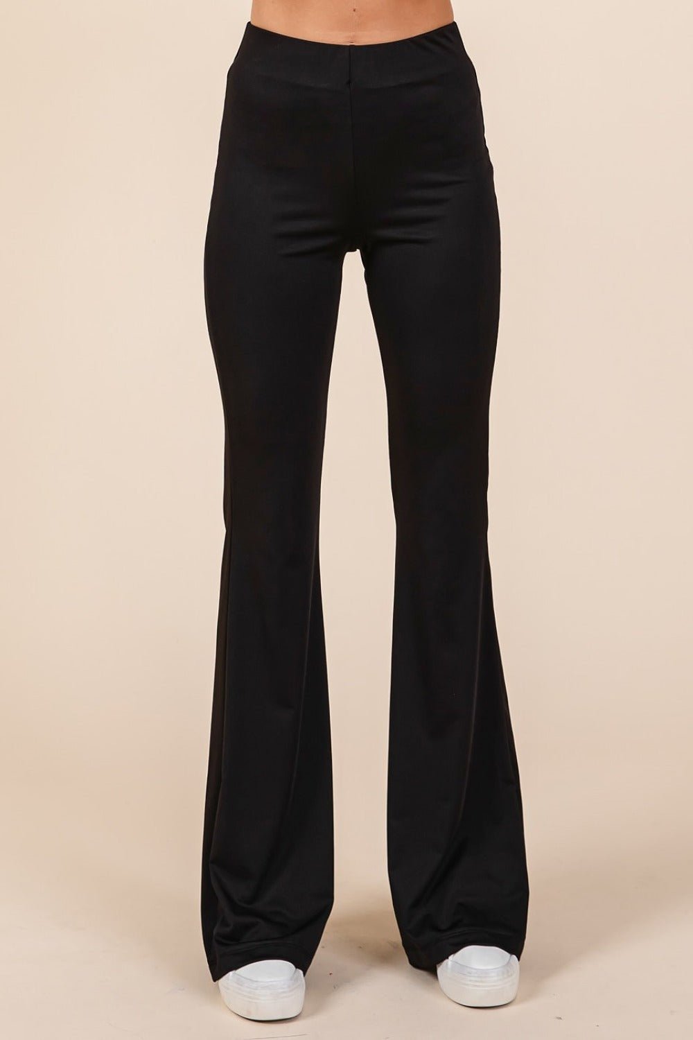 Mittoshop - Black Stretchy Soft Elastic Waist Flare Pants