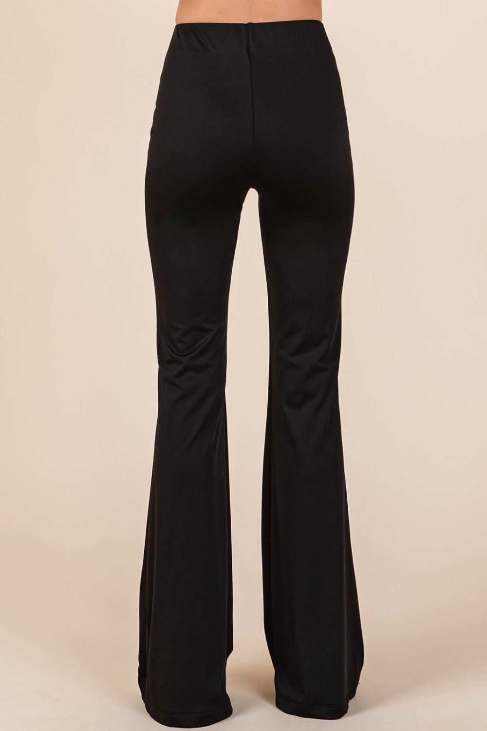 Mittoshop - Black Stretchy Soft Elastic Waist Flare Pants