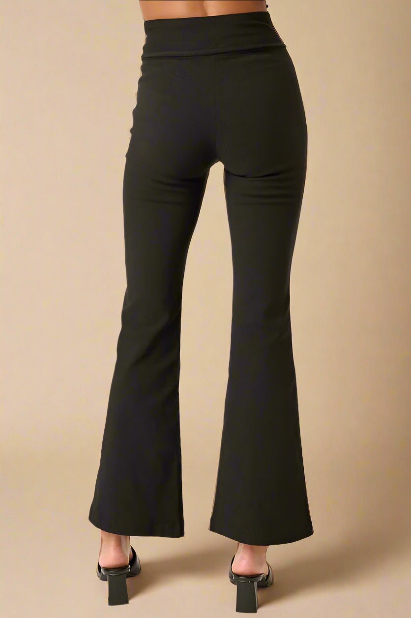 Mittoshop - Black Surplice V - Waist Flare Pants