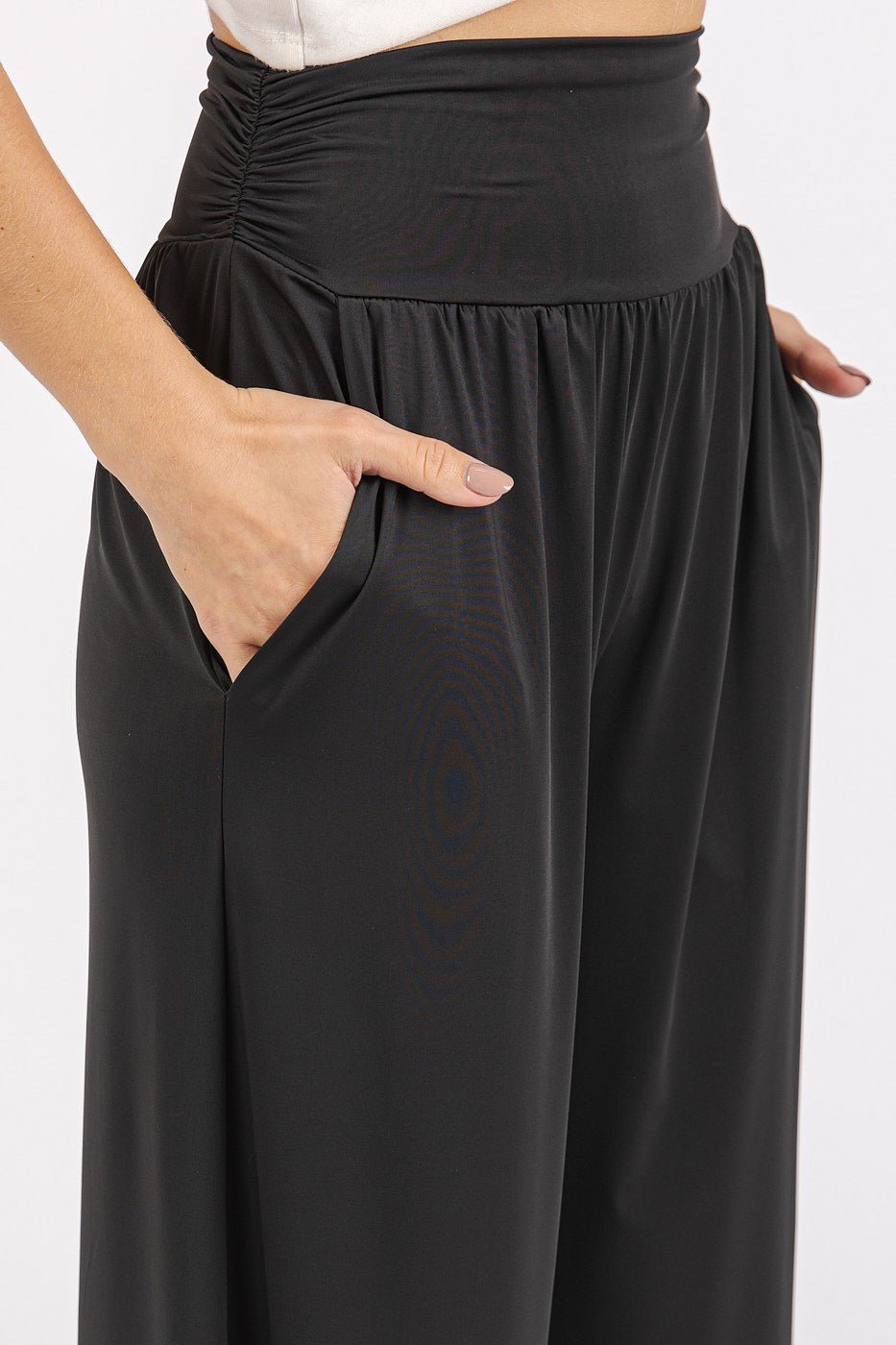 Mittoshop - Black Wide Leg Athleisure Pants