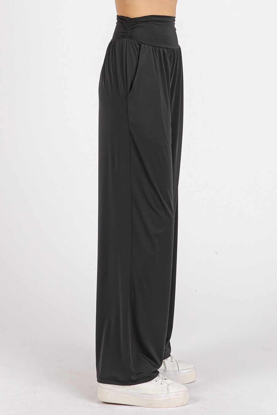 Mittoshop - Black Wide Leg Athleisure Pants