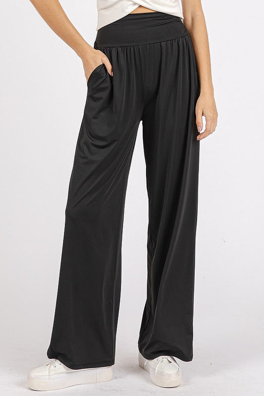 Mittoshop - Black Wide Leg Athleisure Pants