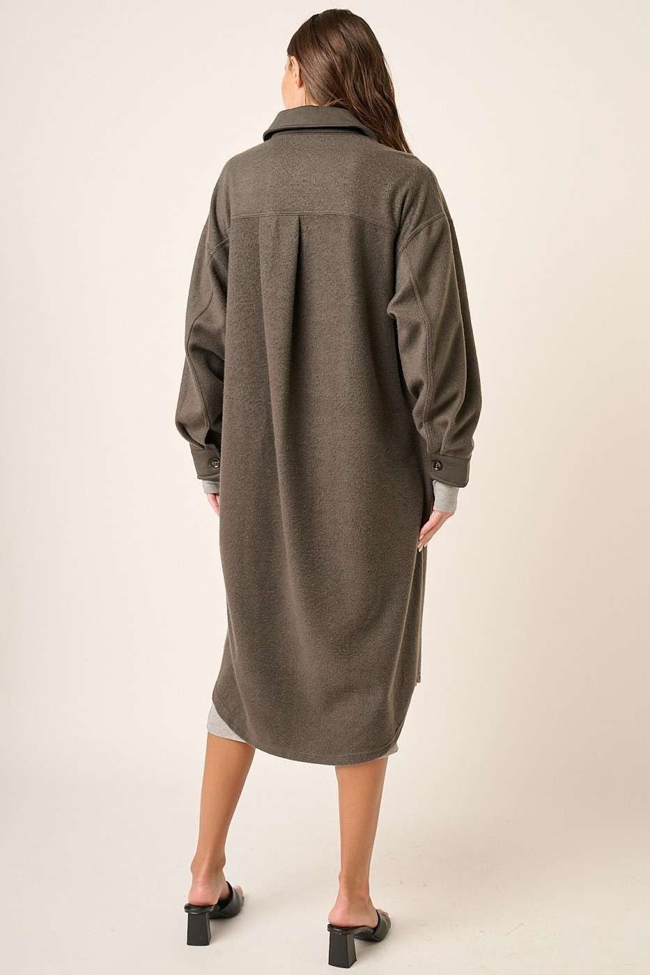 Mittoshop - Button Up French Terry Longline Jacket in Charcoal