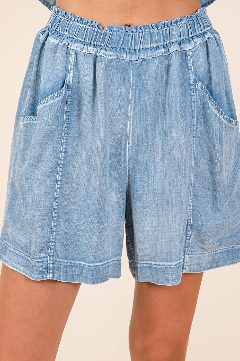 Mittoshop - Chambray Blue Pocketed Lounge Shorts