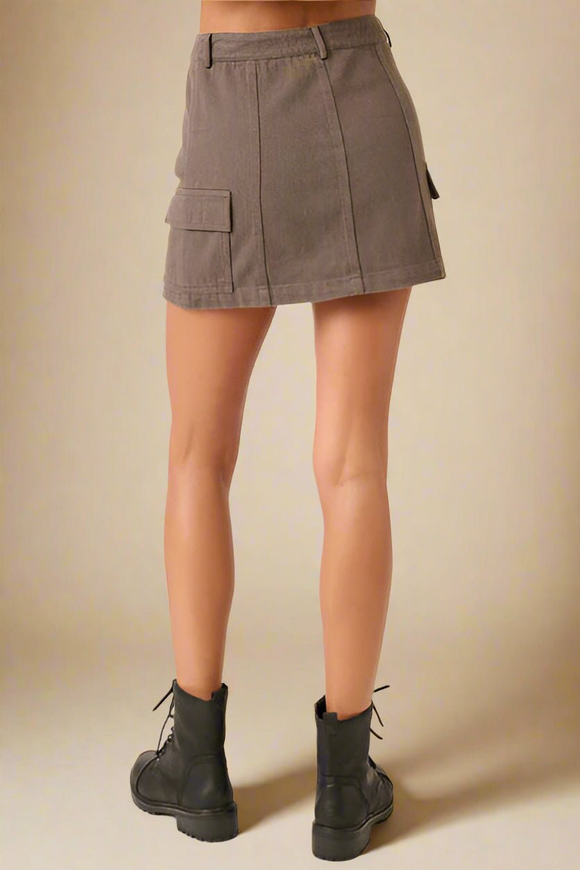 Mittoshop - Coffee Brown Mini Cargo Skirt