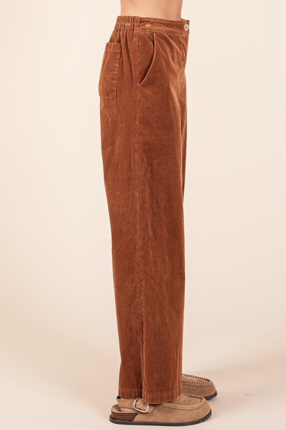 Mittoshop - Corduroy Straight Leg Pants in Camel