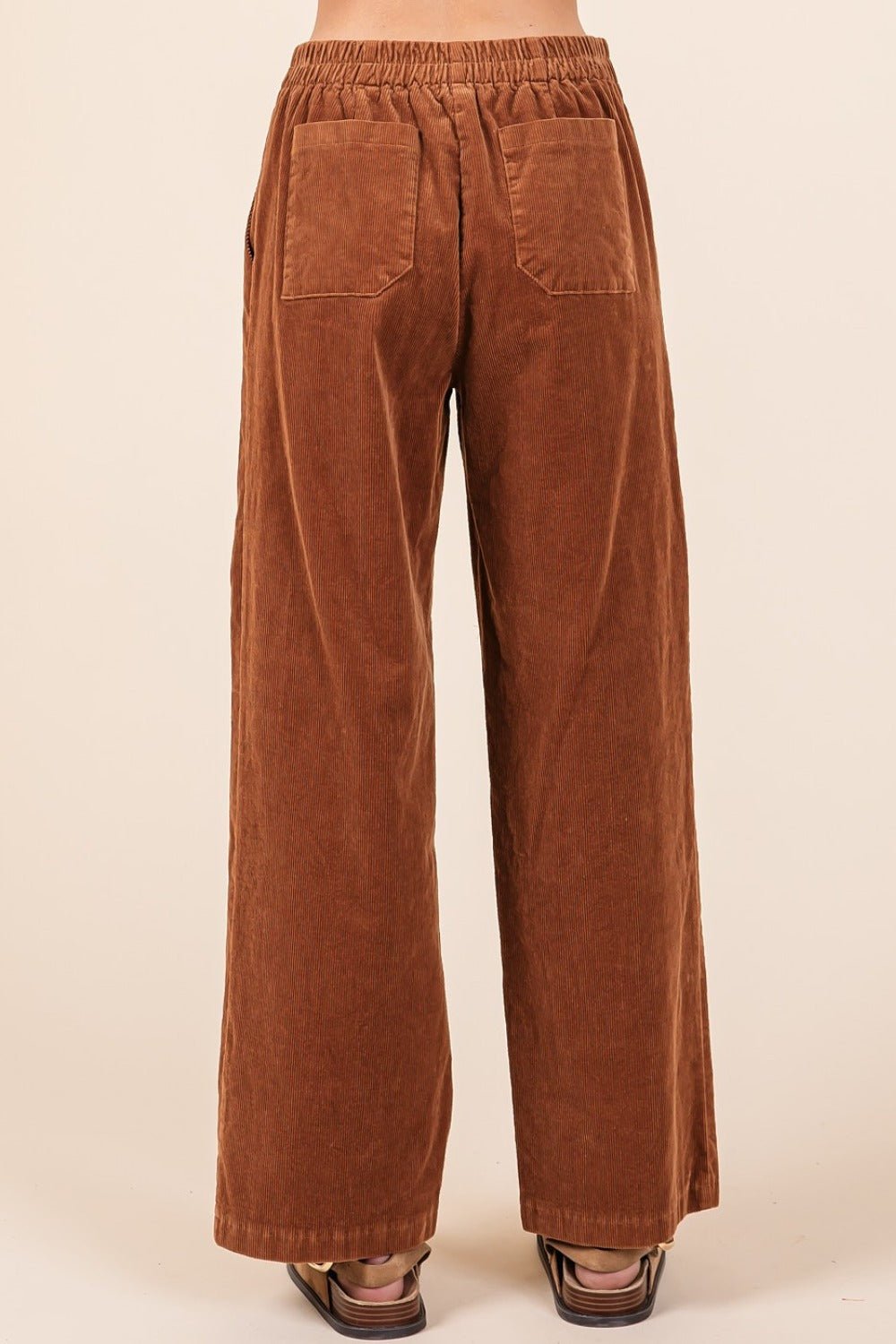 Mittoshop - Corduroy Straight Leg Pants in Camel