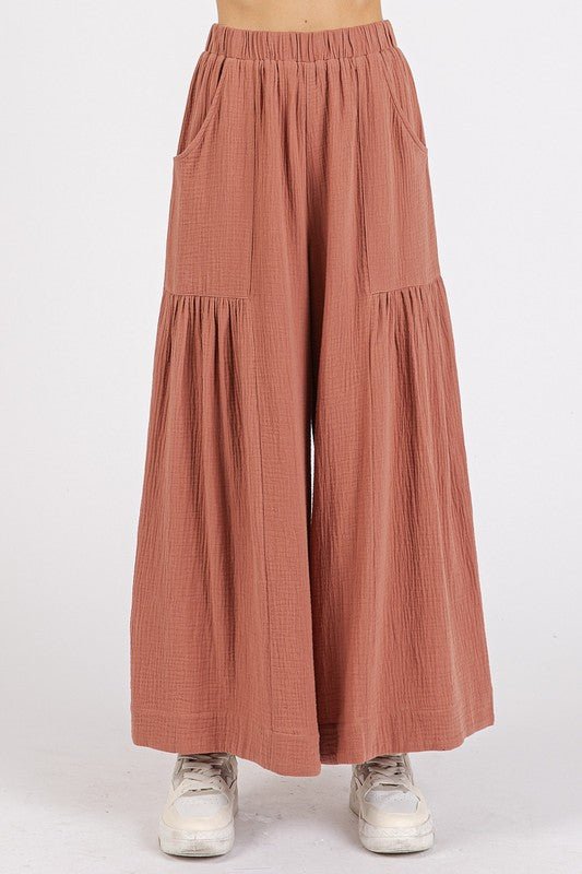 Mittoshop - Cotton Gauze Wide Leg Pants in Sienna