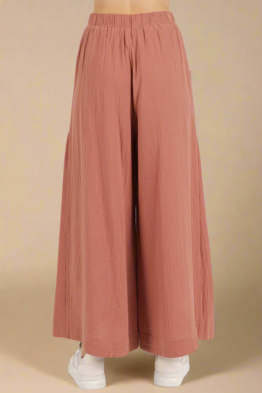 Mittoshop - Cotton Gauze Wide Leg Pants in Sienna