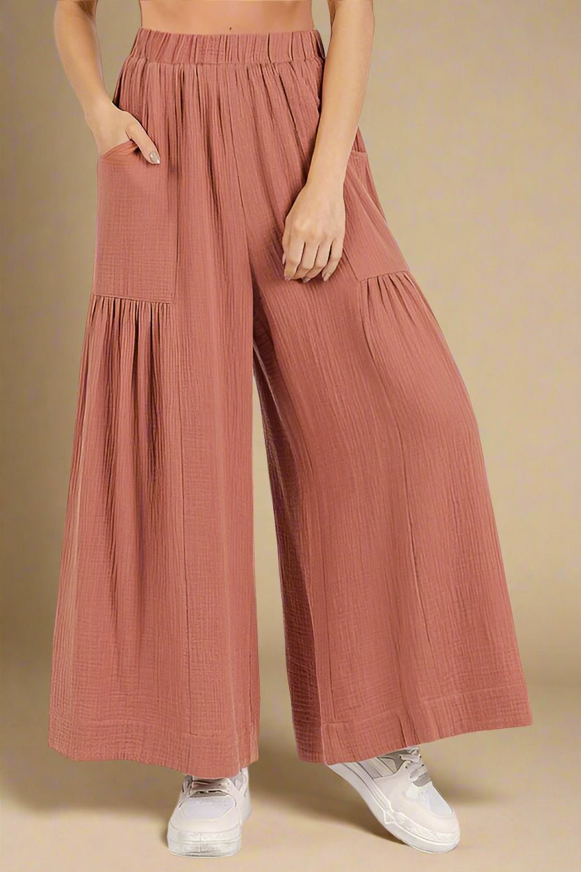 Mittoshop - Cotton Gauze Wide Leg Pants in Sienna