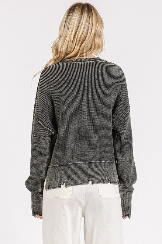 Mittoshop - Dark Gray Distressed Hem Sweater