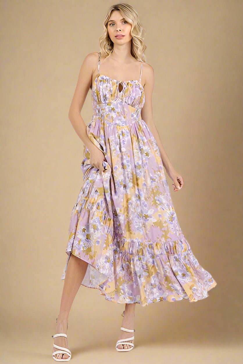 Mittoshop - Floral Cami Maxi Dress in Lavender