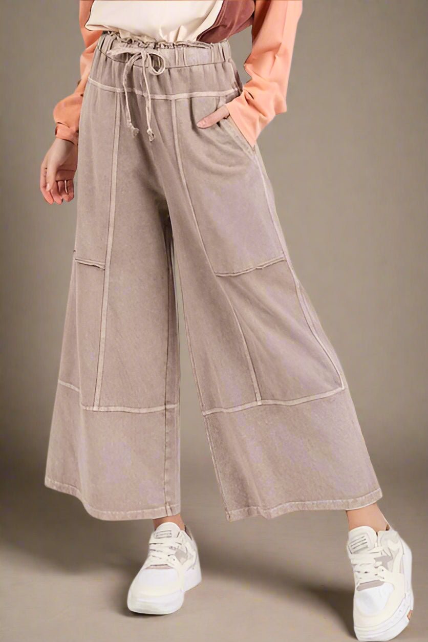 Mittoshop - French Terry Wide Leg Pants in Mocha