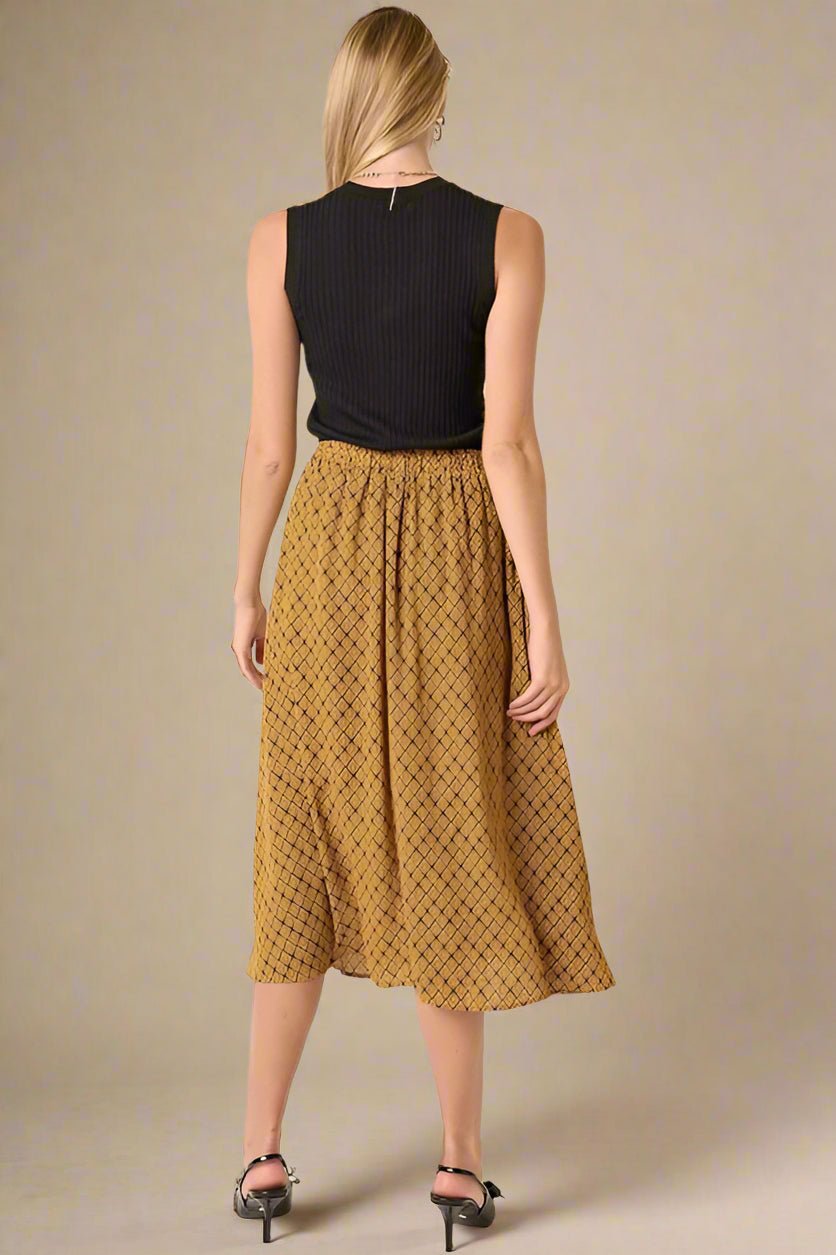 Mittoshop - Golden Printed Midi Skirt