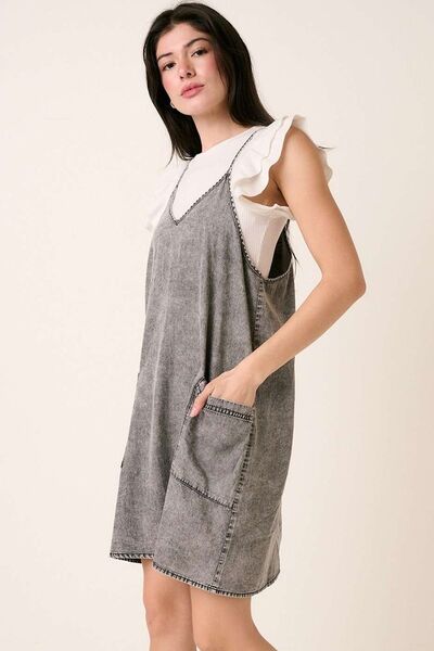 Mittoshop - Gray Wash Sleeveless Denim Mini Dress