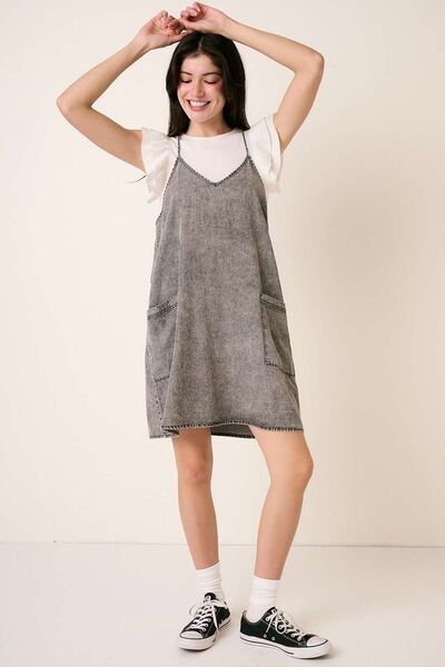 Mittoshop - Gray Wash Sleeveless Denim Mini Dress