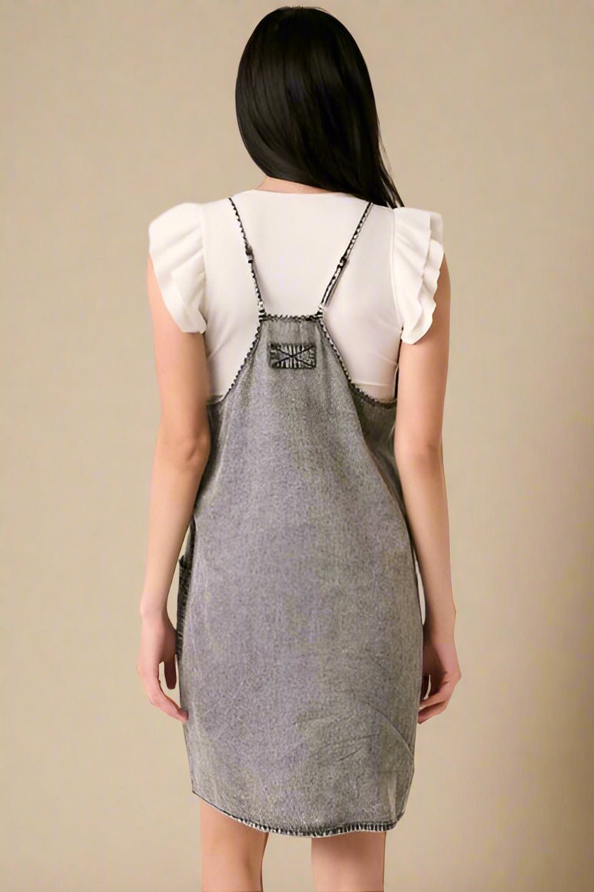 Mittoshop - Gray Wash Sleeveless Denim Mini Dress