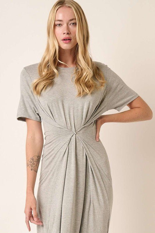 Mittoshop - Heather Gray Short Sleeve Midi Dress