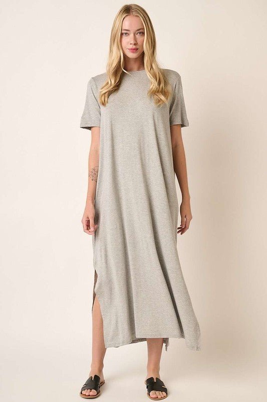 Mittoshop - Heather Gray Short Sleeve Midi Dress