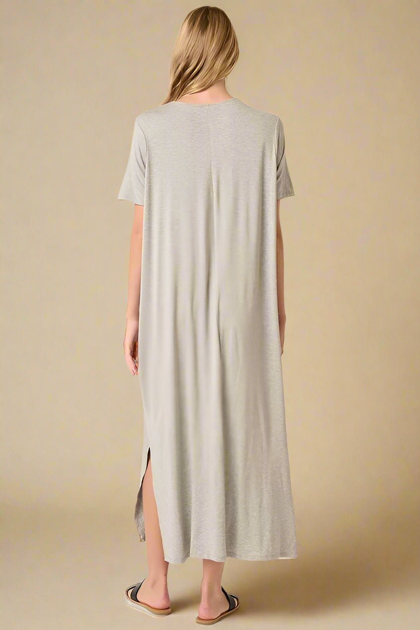 Mittoshop - Heather Gray Short Sleeve Midi Dress