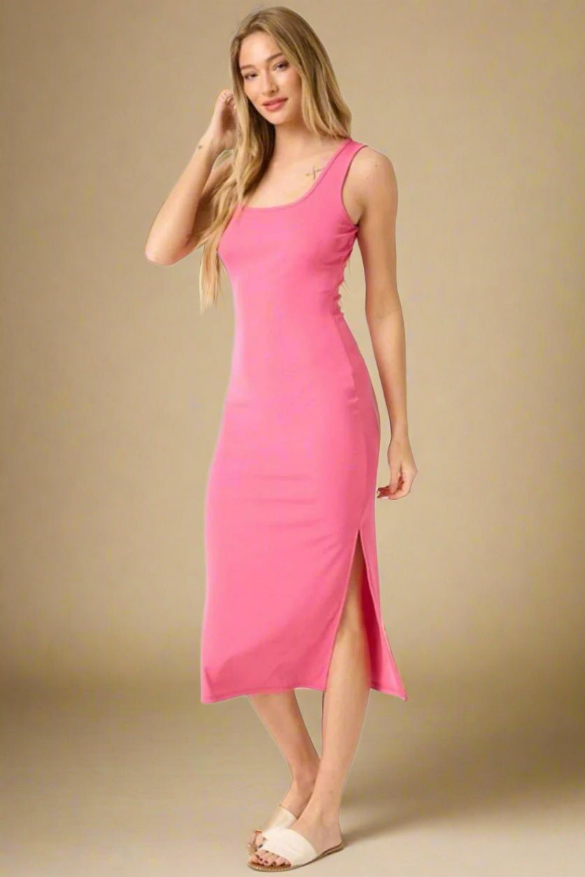 Mittoshop - Hot Pink Midi Tank Dress