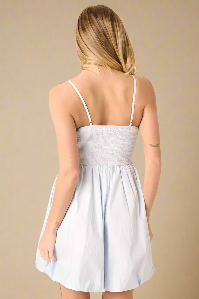 Mittoshop - Ice Blue Sleeveless Bubble Hem Mini Dress