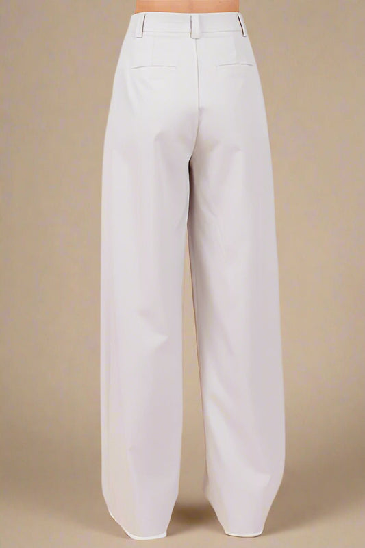Mittoshop - Light Gray Pintuck Detail High Rise Trousers