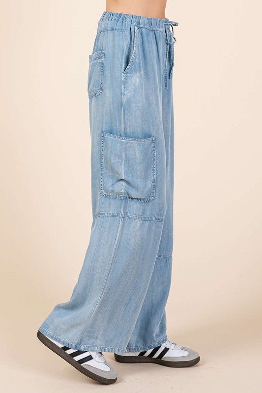 Mittoshop - Light Wash Denim Wide Leg Pants