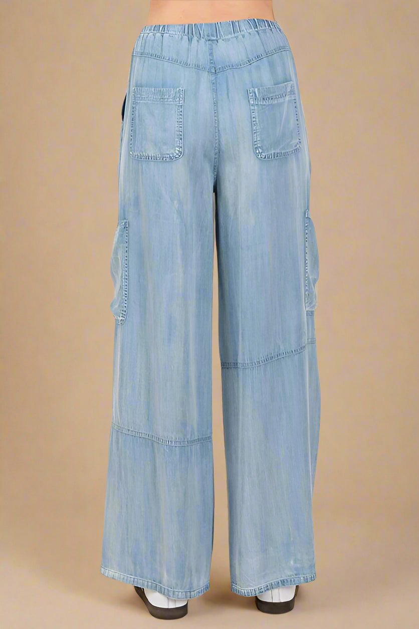 Mittoshop - Light Wash Denim Wide Leg Pants
