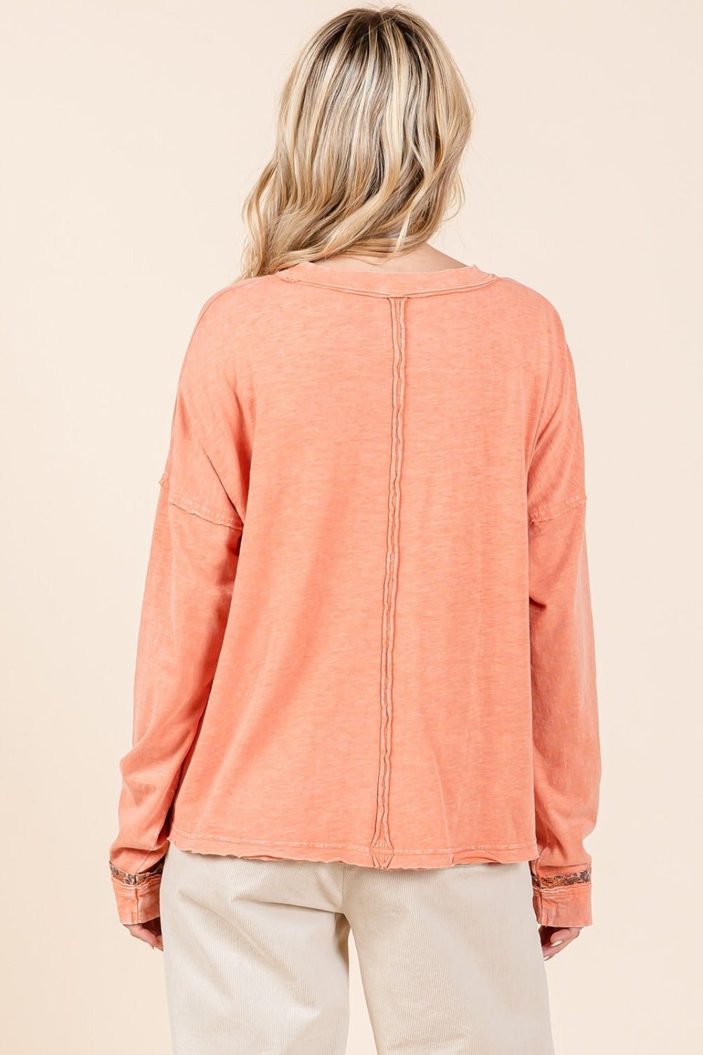 Mittoshop - Mineral Wash Star Patch T-Shirt in Coral Cream