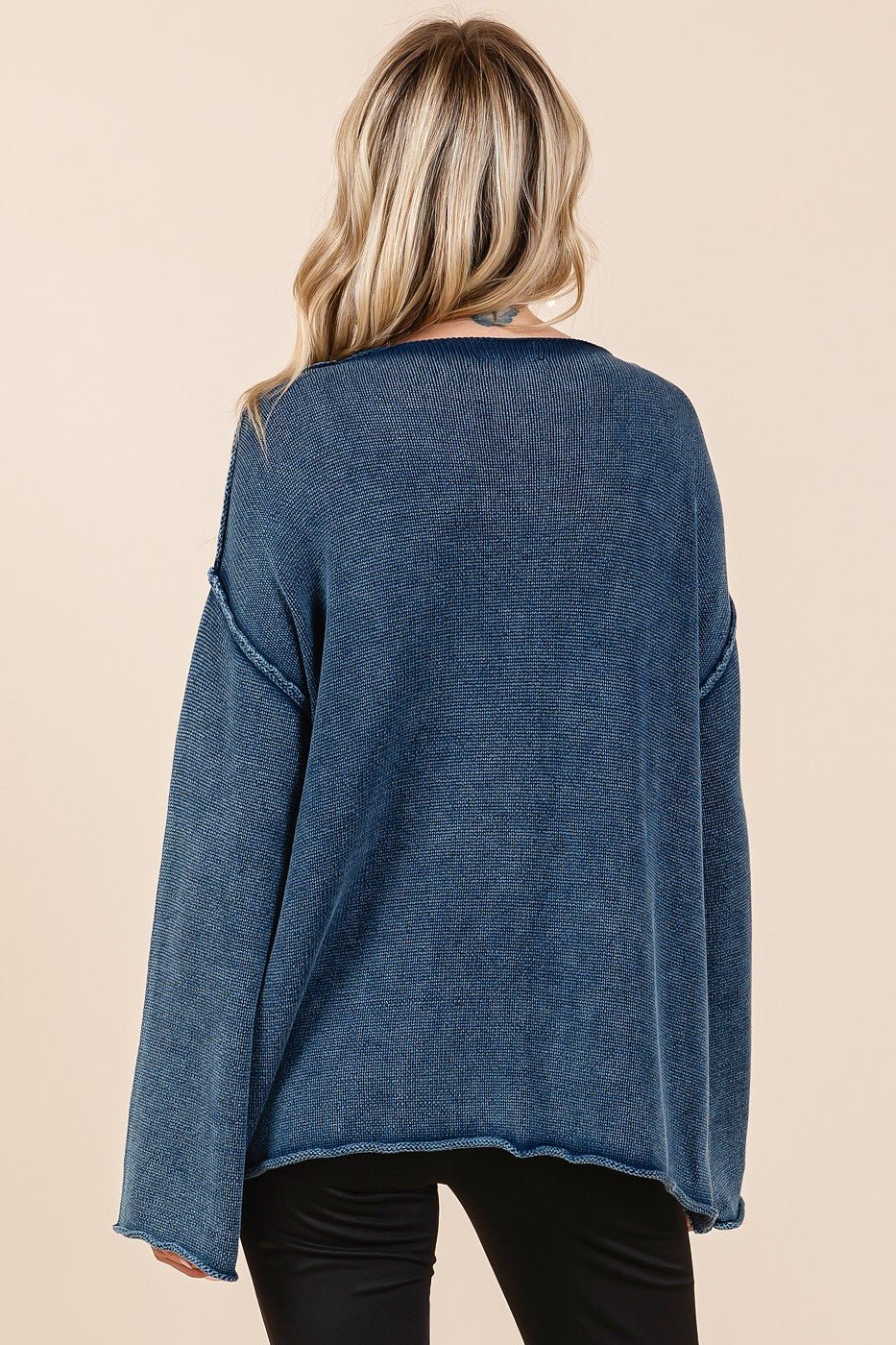 Mittoshop - Mineral Wash Sweater with Pockets in Midnight