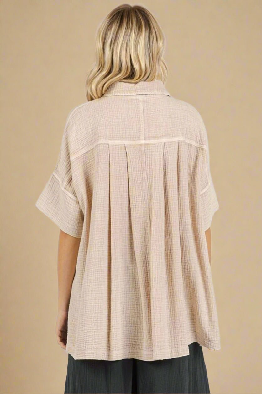 Mittoshop - Oversized Short Sleeve Shirt in Sand