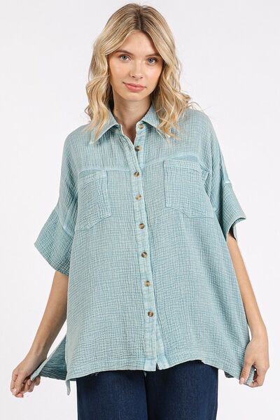 Mittoshop - Oversized Short Sleeve Shirt in Seafoam