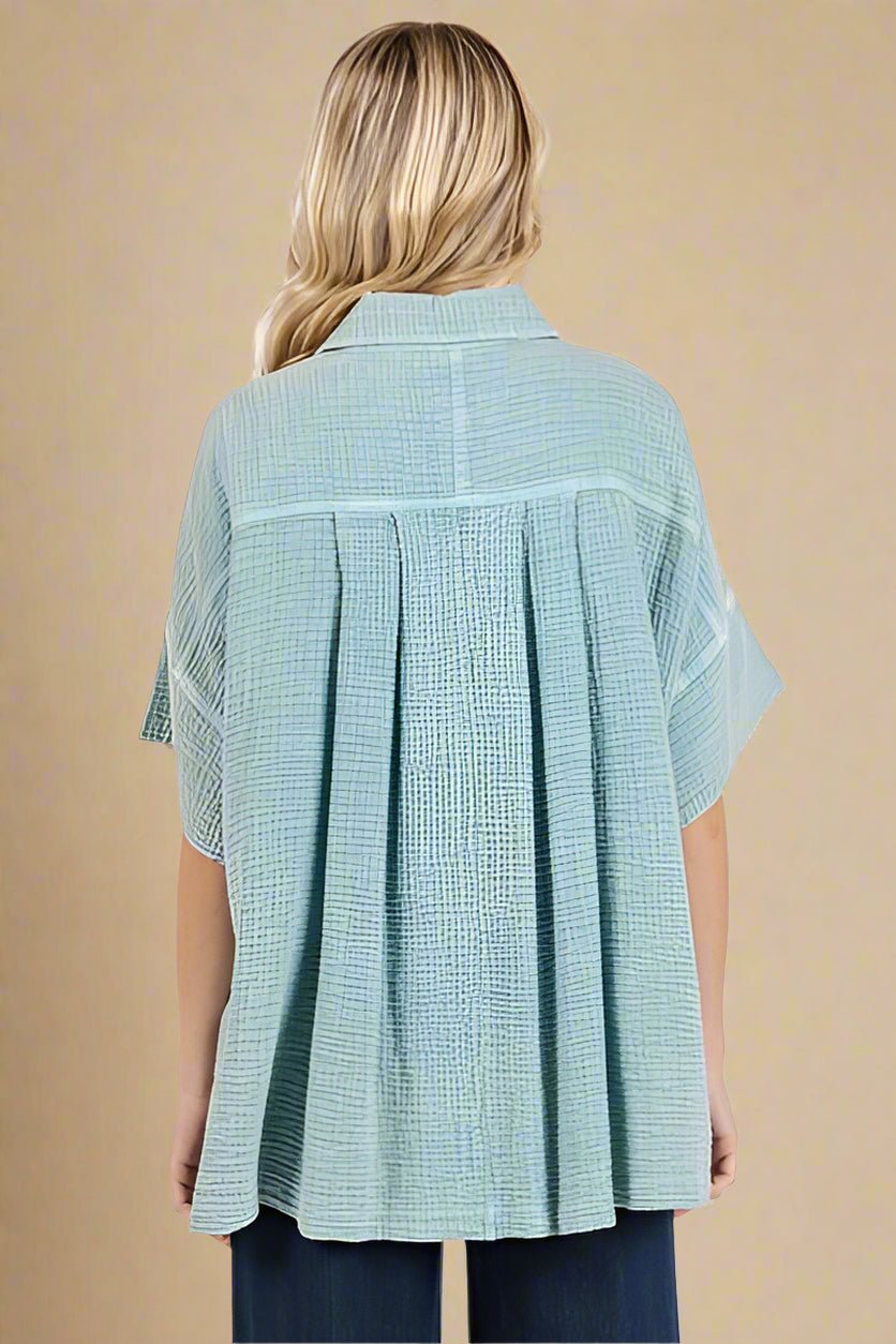 Mittoshop - Oversized Short Sleeve Shirt in Seafoam