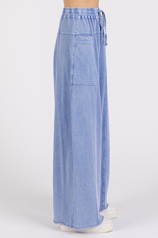 Mittoshop - Peri Blue Mineral Wash Cotton Elastic Waist Pants