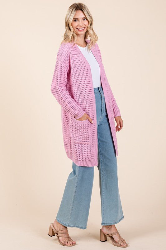 Mittoshop - Pink Open Front Longline Cardigan