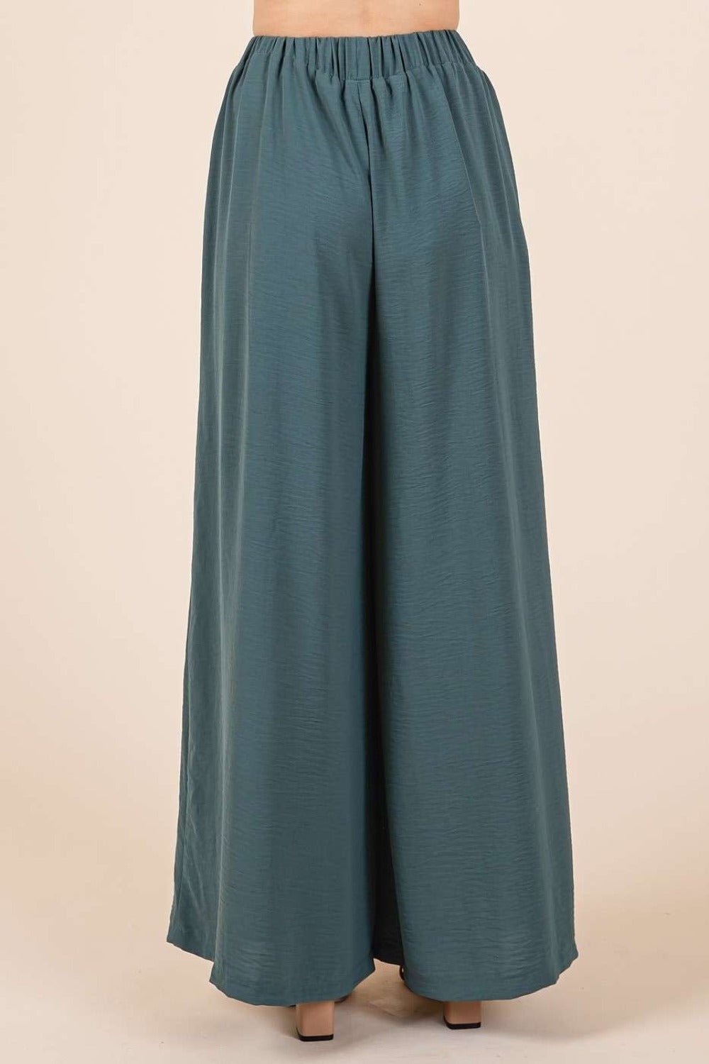 Mittoshop - Pleated Wide Leg Pants in Hunter Green