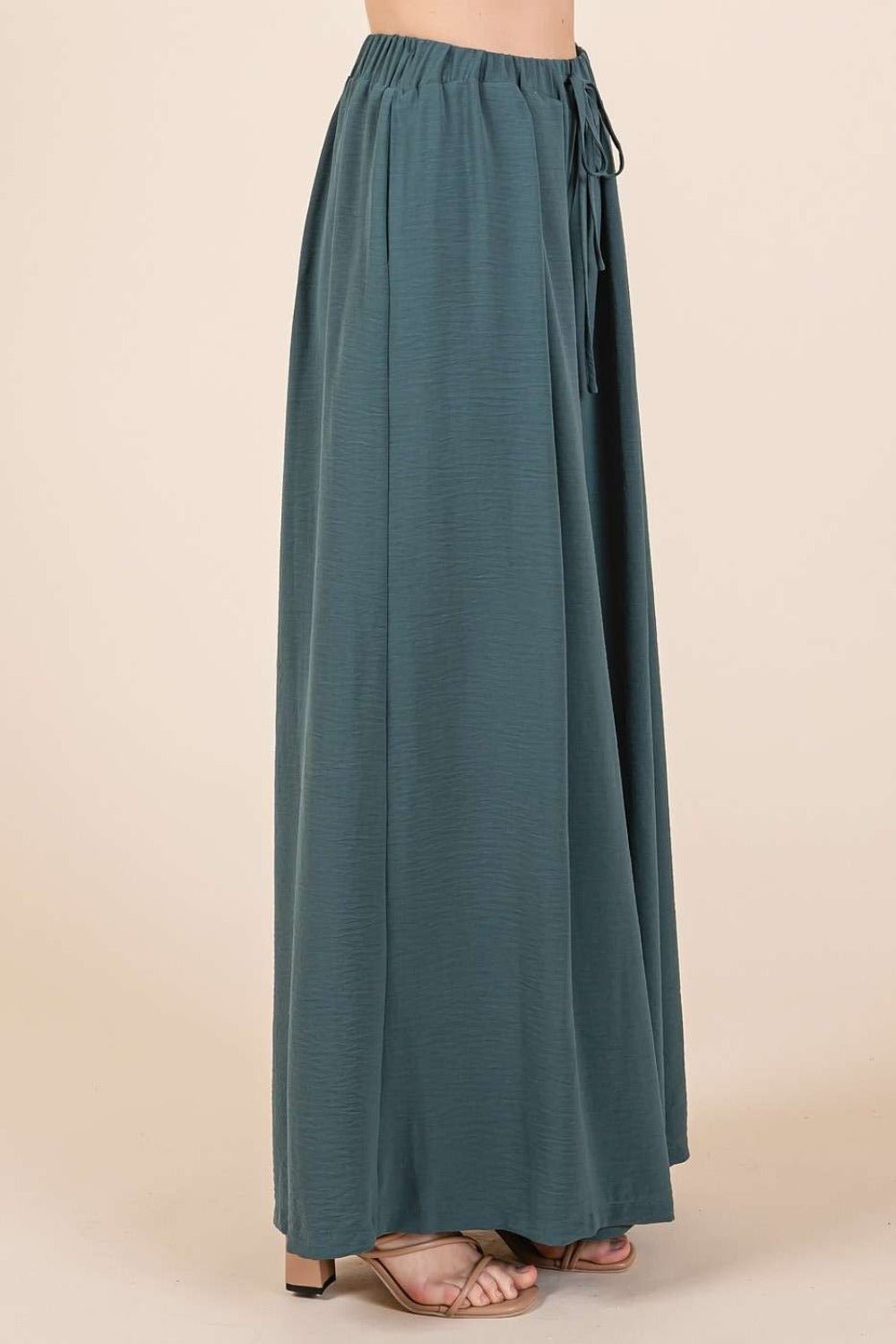 Mittoshop - Pleated Wide Leg Pants in Hunter Green