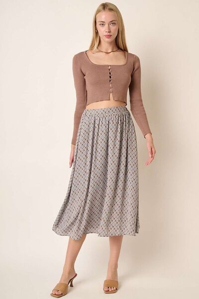 Mittoshop - Printed Midi Skirt in Taupe