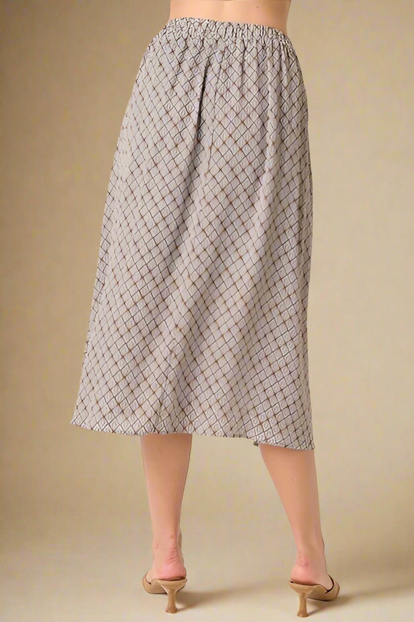 Mittoshop - Printed Midi Skirt in Taupe