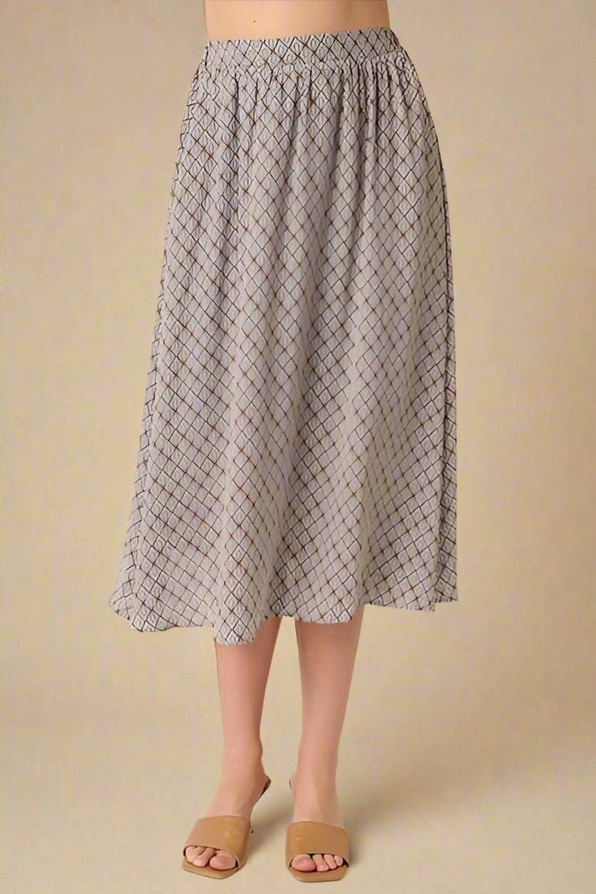 Mittoshop - Printed Midi Skirt in Taupe