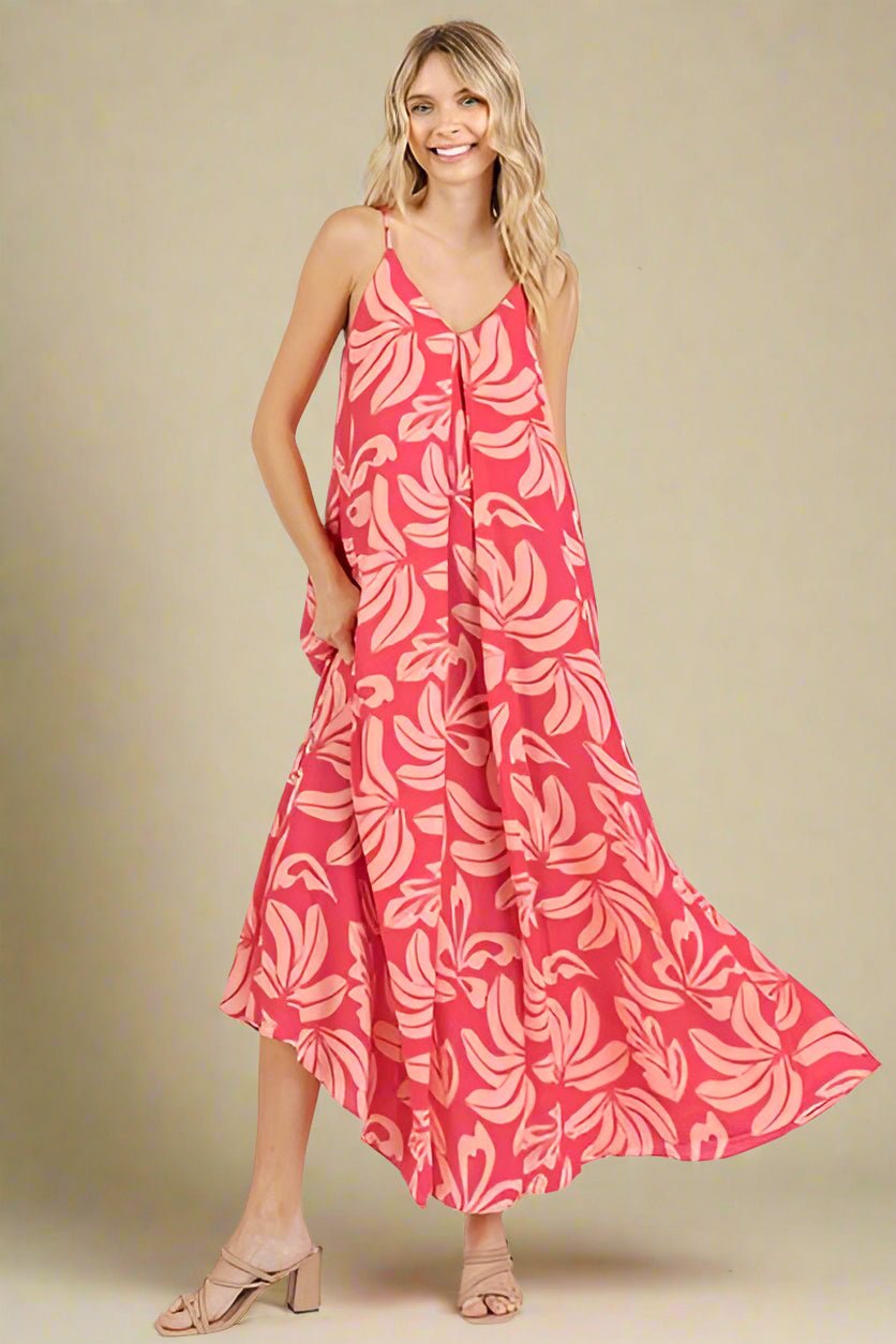 Mittoshop - Printed Sleeveless Maxi Dress in Strawberry