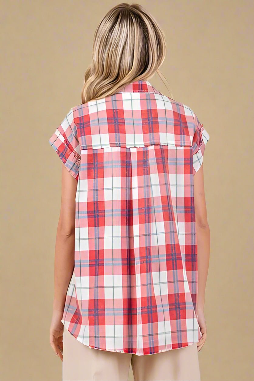Mittoshop - Red Plaid Button Down Shirt
