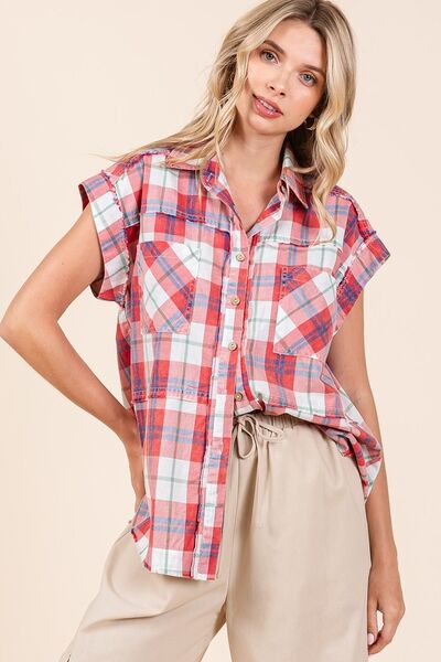 Mittoshop - Red Plaid Button Down Shirt