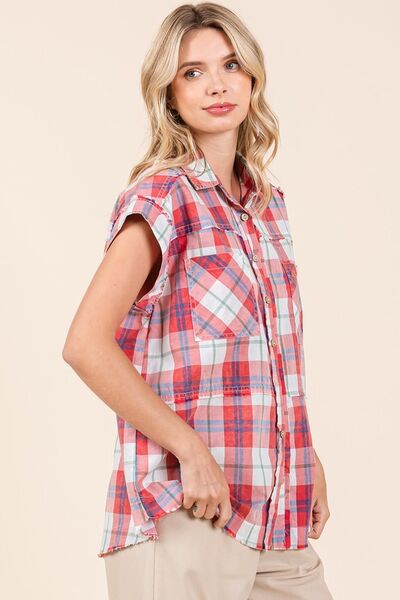 Mittoshop - Red Plaid Button Down Shirt