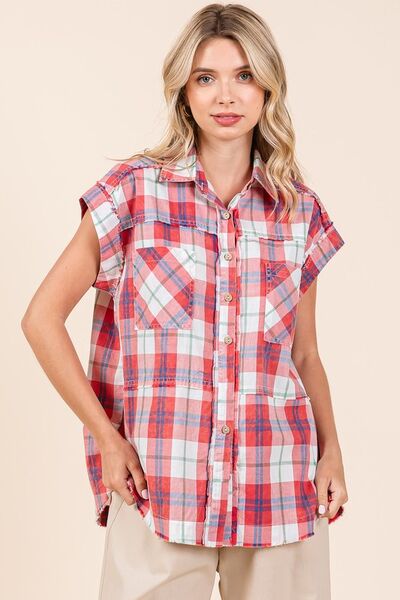 Mittoshop - Red Plaid Button Down Shirt